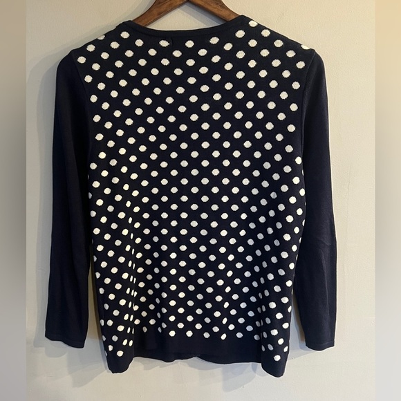 AUGUST SILK Women’s Navy Blue Polkadot Button Down Cardigan Sweater Size M - Picture 2 of 4